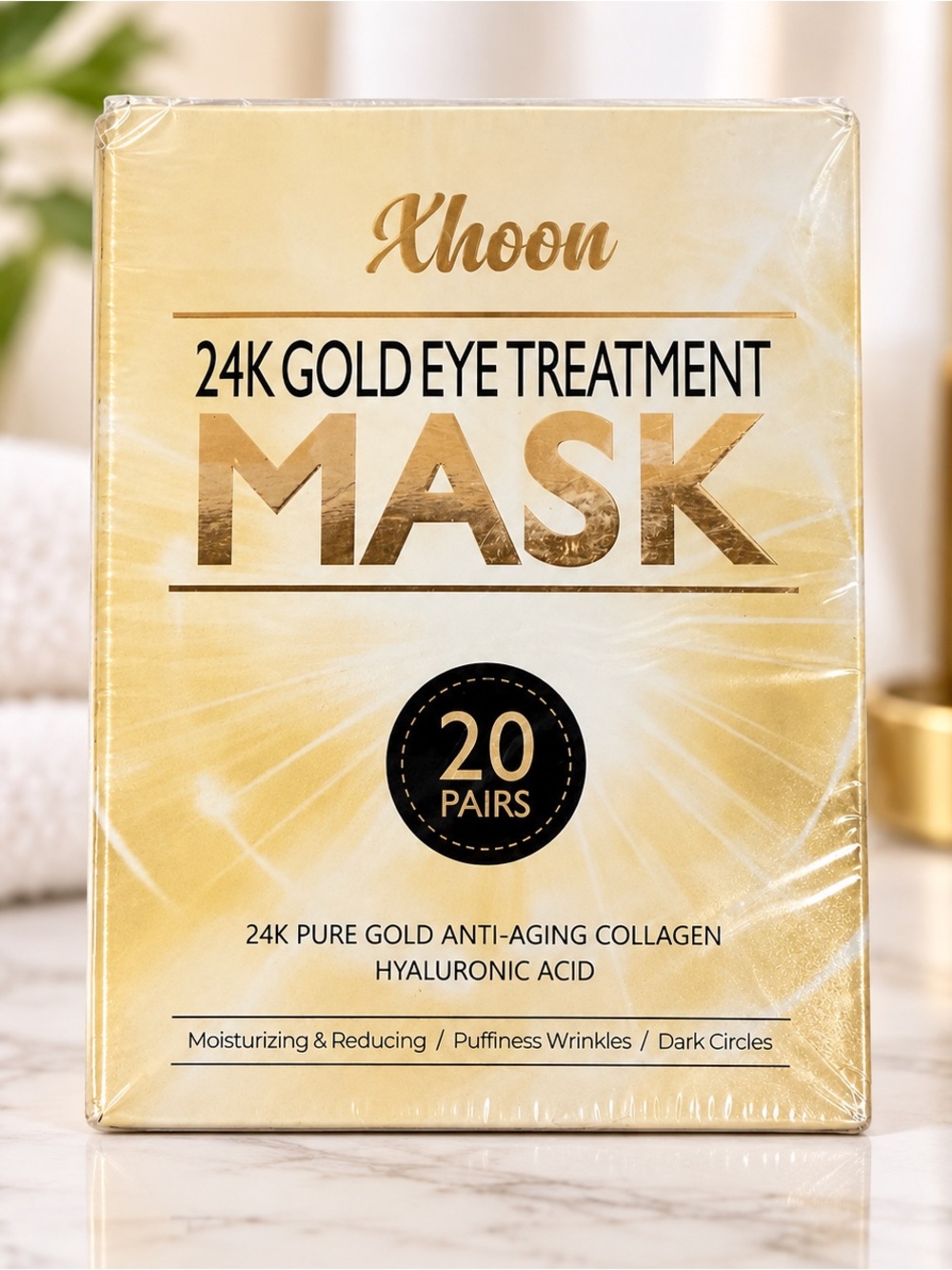 Xhoon 24K Gold Eye Treatment Mask 20 Pairs Collagen Hyaluronic Acid NEW Sealed